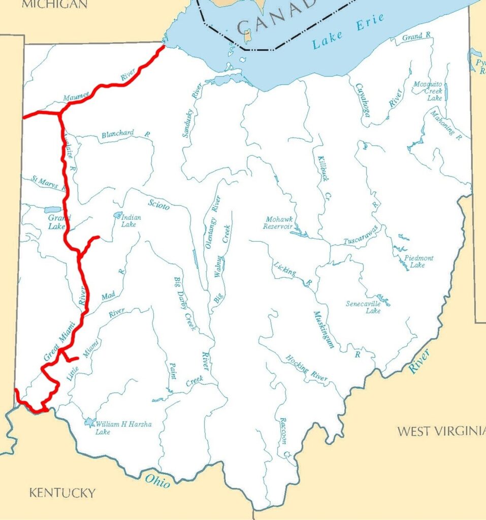 map of miami and erie canal